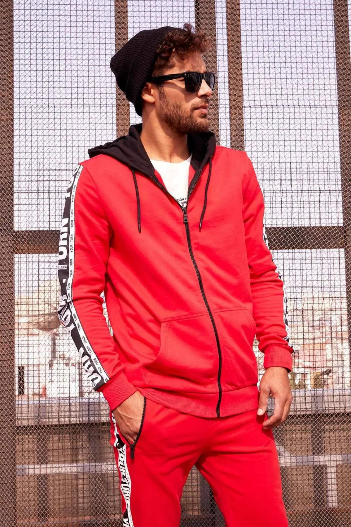 Дефакто модный мужской спортивный кардиган с капюшоном мужские красные