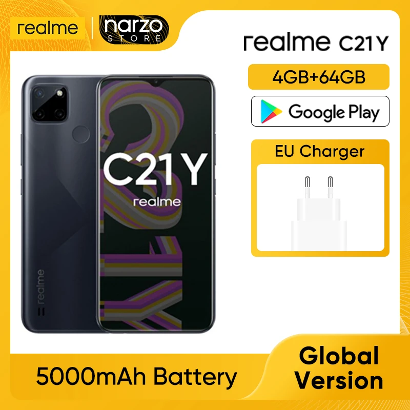 

realme C21Y 4GB 64GB Global Version Smartphone Octa-core Processor 6.5'' HD Large Display 5000mAh Battery 13MP AI Triple Camera