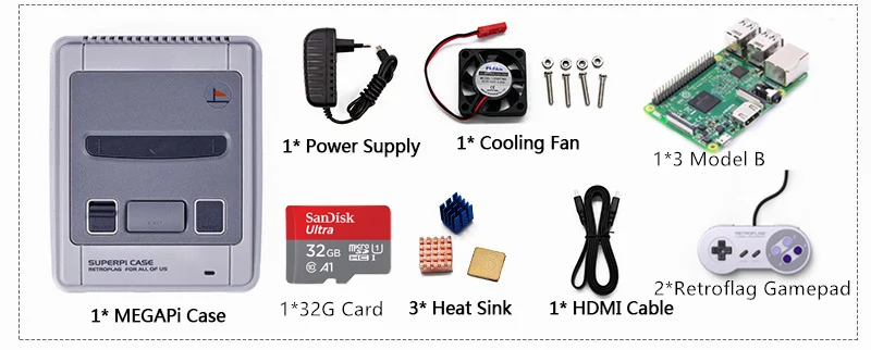 Kit 4 Мини-игровая консоль Superpi-J чехол, совместимый с Raspberry Pi 3B+ 3B 2B и B+ HDMI Putout tv, игровой плеер и геймпад для SNES - Цвет: Kit 4