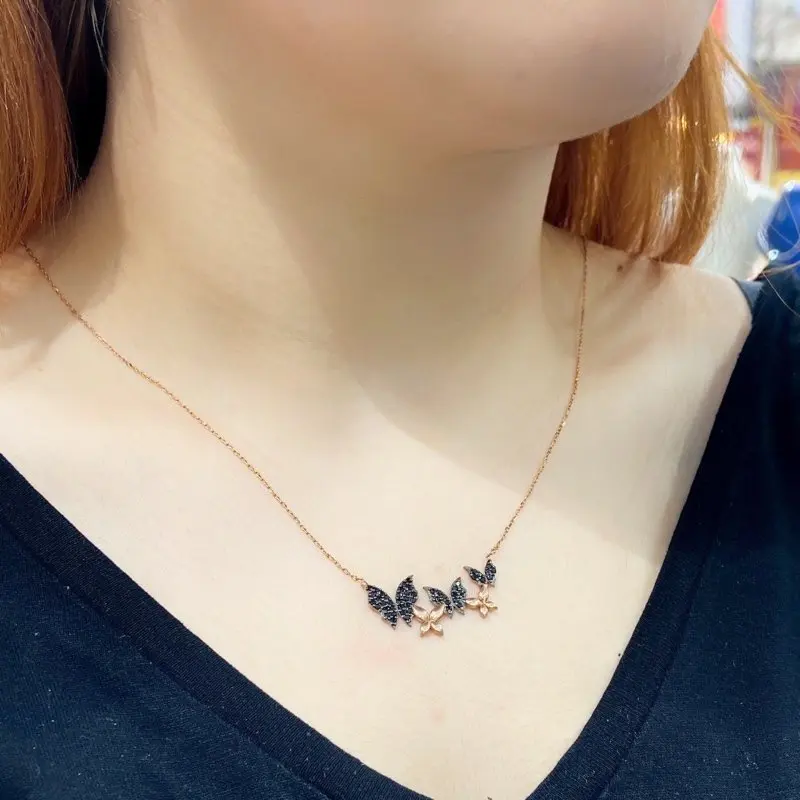 4 four Black Butterfly Silver Necklace | Украшения и аксессуары