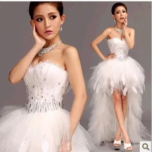 Sexy white Irregular Wedding Dresses 2016 short front Long back Train off shoulder Princess Wedding Dress.1156.ty.hd