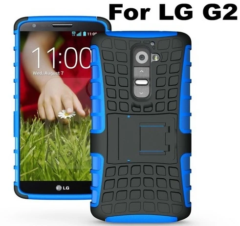 Heavy Duty Armor Impact Cover Stand Hard Case For LG G2 D801 D802 F320 F340L LS980 Shock Absorbing Cover Hard Silicone Case