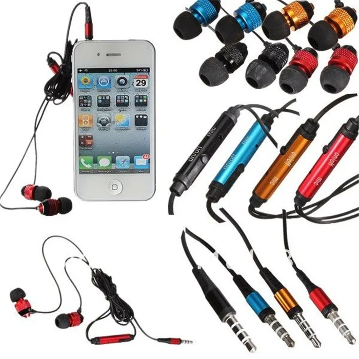 3.5mm Metal Headphone Earphone Headset Micphone Earbuds For iPhone 5S 5 4S 4 3 For Samsung S4 S3 Note 3 2 1 For HTC For Nokia