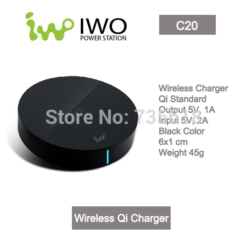 IWO Black Portable Ultra Slim Qi Receiver Adapter Wireless Charger Pad C20 for Lumia 920 Nexus 4/5 Samsung Galaxy S3/S4/N7100