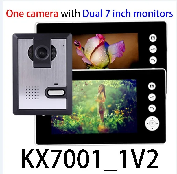 Dual 7 inch monitor 2.4GHz digital wireless video door phone with 500 meters transmission distance in open area
