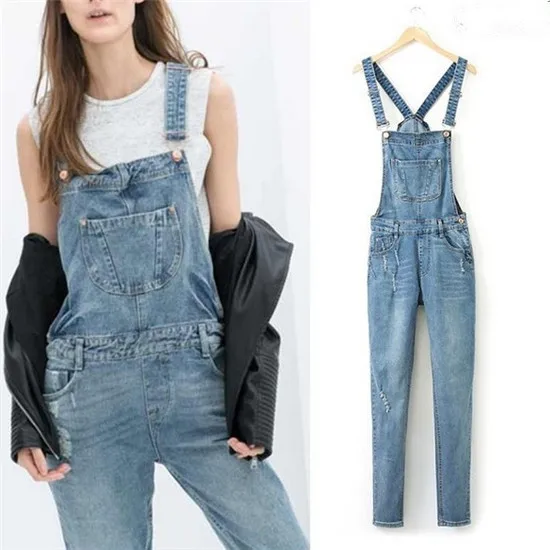 GCAROL Women Ripped Hole Denim Jumpsuits Ladies Sexy Slim Casual Romper Plus Siz 42 Denim Pencil Overalls For 4 season