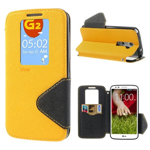  For LG G2 Case Roar Korea Diary View Window Leather Cover Stand Wallet Flip Case For LG G2 G2 mini G3 G4 G5 Fundas Coque