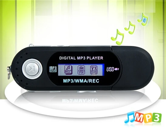 USB 2.0 MP3 Player with TF Card Reader AAA battery mp3 with FM Black New