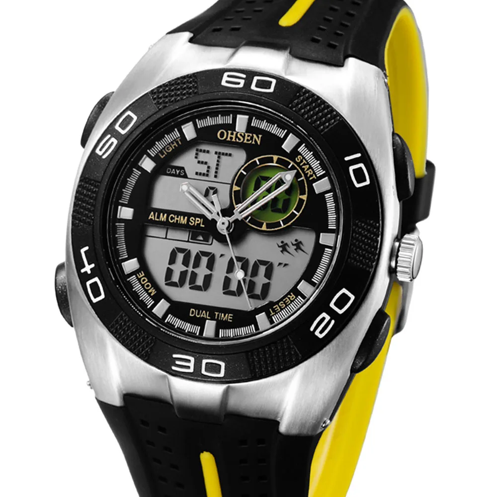 New Casual Wristwatch For Men Analog Digital Watches Waterproof Top Stainless Steel Buckle Fashion Sports Watch Free Shipping