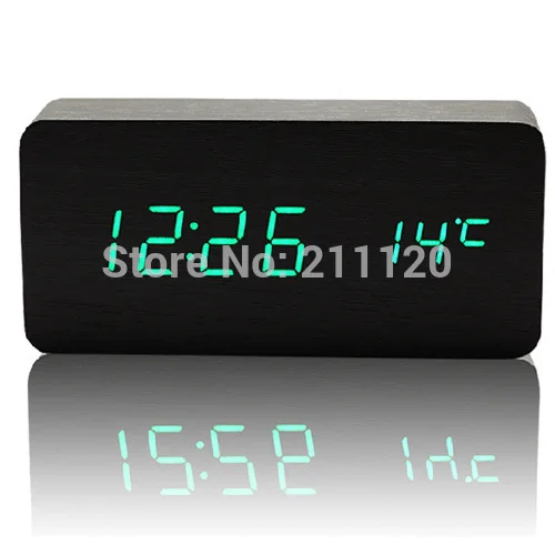 New High Quality Alarm Clocks with Thermometer,Table Clocks,Big numbers Digital Clock,Wood Wooden Clocks LED display 098
