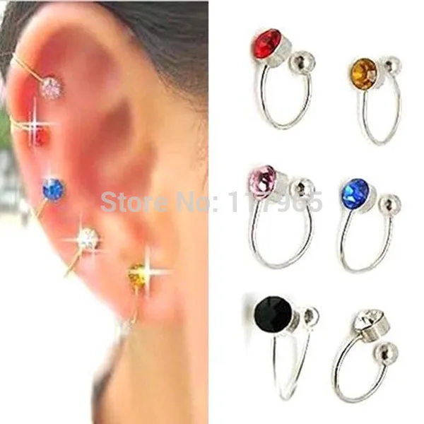 2pcs Clip On U Body Crystal Rhinestone Earring Ear Cuff Stud Ear Jewelry Gift For Girl Female Hot Selling  JE183