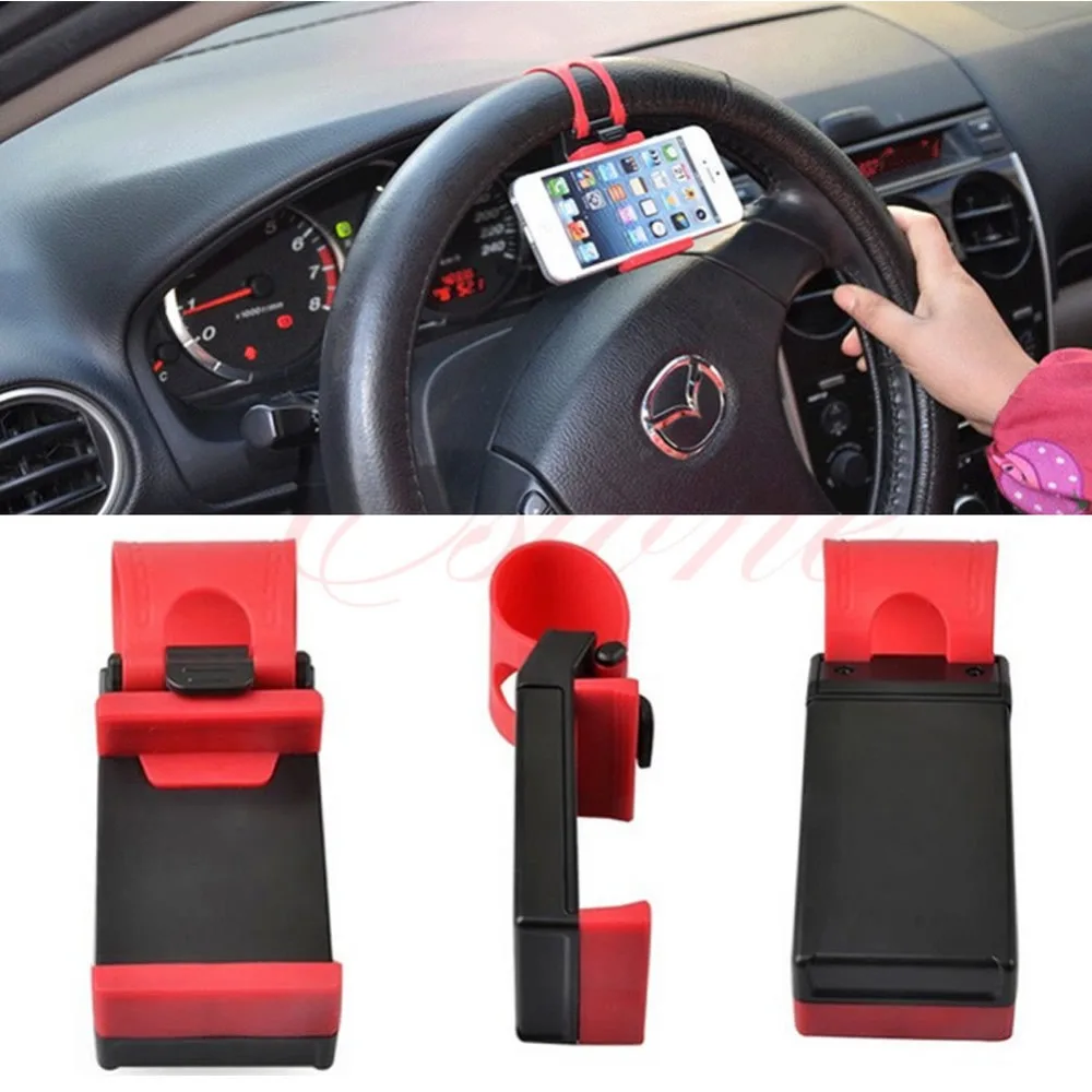 Free Shipping Universal Car Steering Wheel Bike Clip Mount Holder For Samsung Iphone Phone GPS