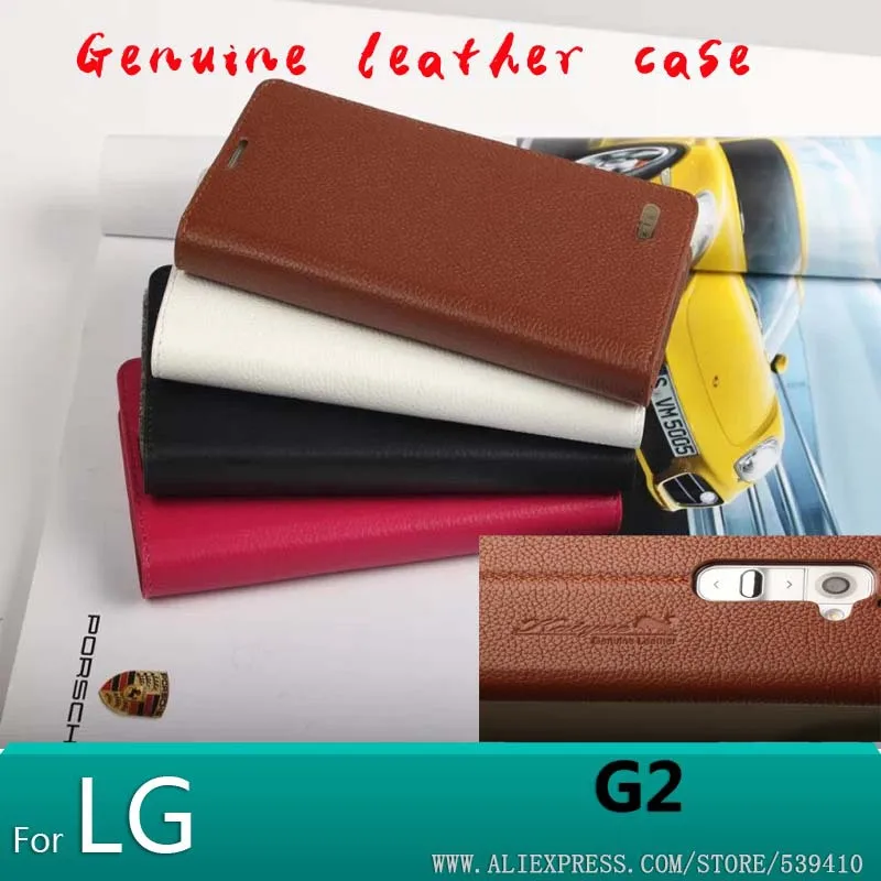 for LG G2 case 100% Genuine leather book style case cover for LG G2 Optimus D802 F320 phone cover