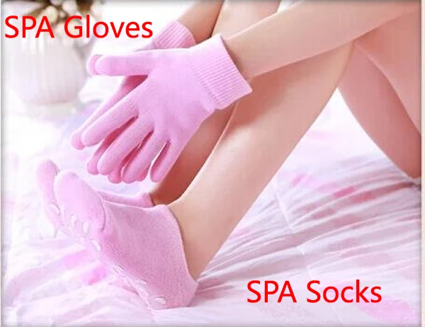 2015 Hot sale Feet Care- 2pairs/LOT( (1pair glove+1pair socks) Whiten Skin Moisturizing Treatment Gel SPA gloves and socks