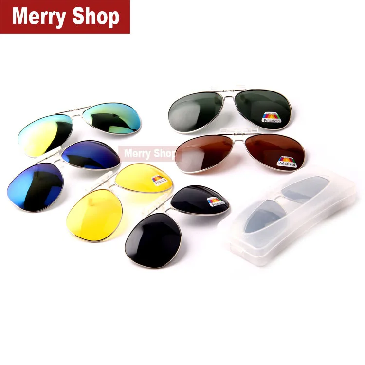 2014 New 100% Polarized clip myopia sunglasses night vision clip mirror driver sunglasses glasses clip with Original case