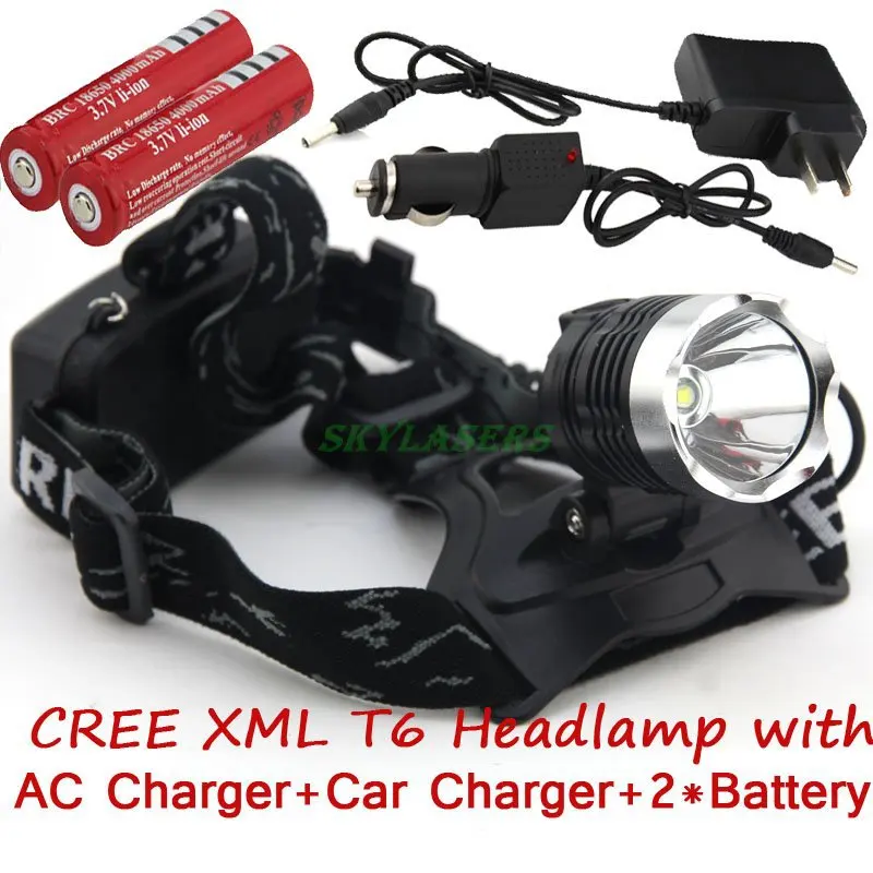 3-Modes 2000 Lumen led Headlight  CREE XM-L T6 K11 LED Headlamp Bicycle Head XML Lights + 2* 18650 Battery + Charger+Car Charger