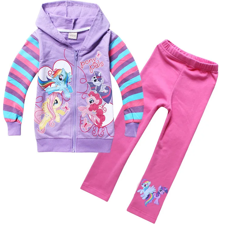 My Little Pony Fashion Girls Pijama Infantil Sets Long Sleeve Cardigan Coats + Pants 2PCS/Sets Kids Sport Tracksuits ACS1465