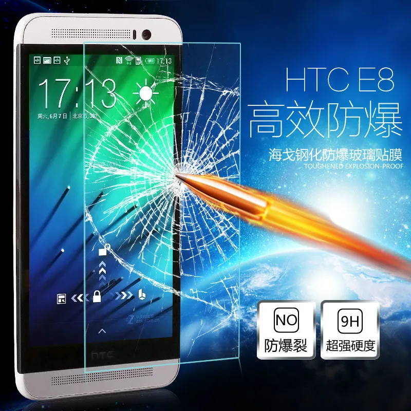 Free shipping Tempered glass Screen Protector for HTC One E8