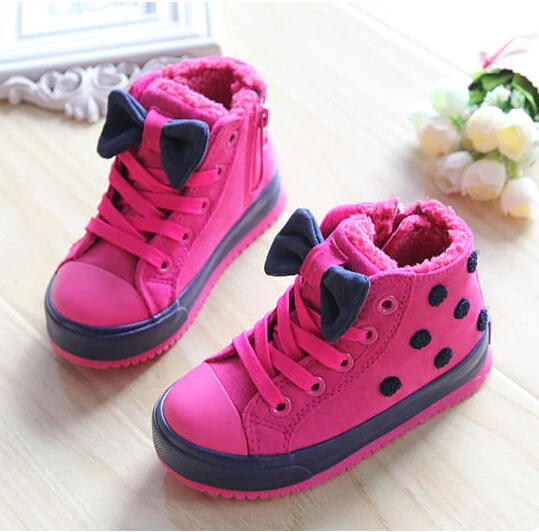 2016 winter shoes for kids kids canvas shoes cotton-padded  princess shoes Polka Dot