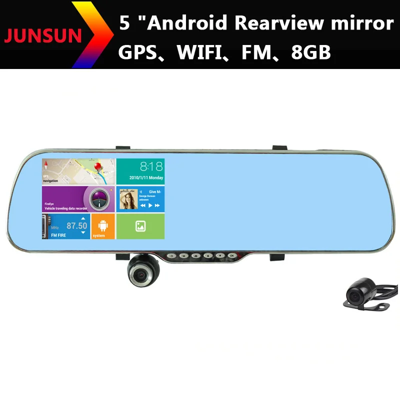Best HD 5 inch GPS navigation Android rearview mirror FHD 1080P dash camera parking car dvrs video recorder FM AVIN Built in 8GB