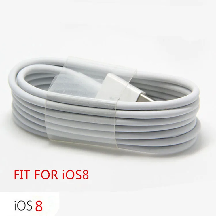 Hot Sale! Latest White Wire 8 pin USB Data Sync Charging Adapter Cable for iPhone 5 5s 6 plus iPad fit for ios 8 1M Dropship