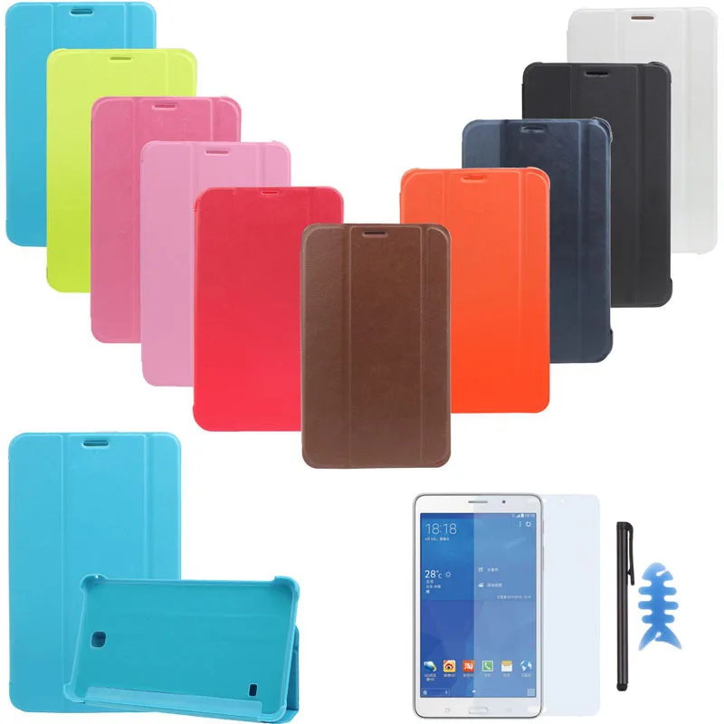  Leather Case Stand Cover For Samsung Galaxy Tab 4 7Inch Tablet SM-T230 SM-T231+Film Pen Reel 