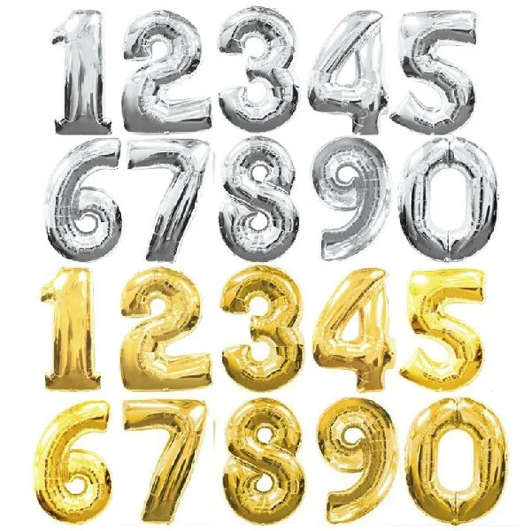 Gold Foil Number  Balloons Approximately 14 inch/38 cm Full Number 0-9 Party Birthday Wedding Decoration Party Balloons
