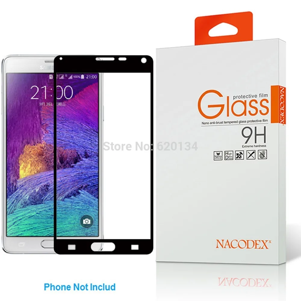 Nacodex - For Samsung Galaxy Note 4 N9100 - Hd Anti-scratch Full Cover Tempered Glass Screen Protector (Black)