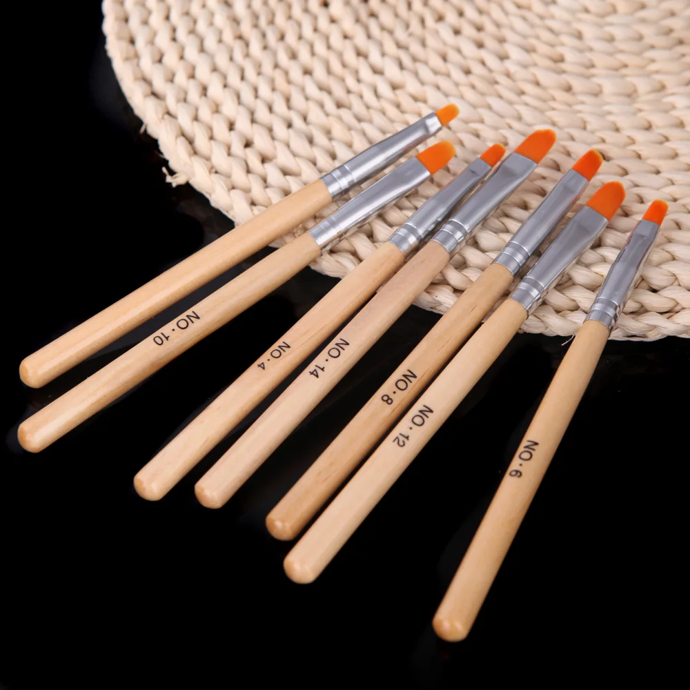 Soft 7Pcs Professional Nail Brushes Set Kit DIY Nail Art Design Painting Tool Nail Art Brushes Manicure Nail Tools