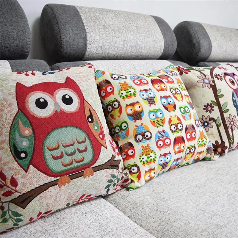 0119 Clever owls kids bedding set cotton linen comforter bedding sets pillowcase new home decoration kids gift pillow cover