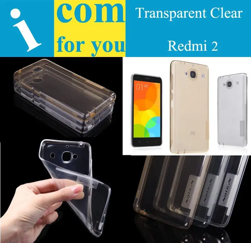 Nillkin nature Transparent Clear Soft TPU Protector case cover for Xiaomi Redmi 2 Red rice 2 Hongmi 2S Dust plug