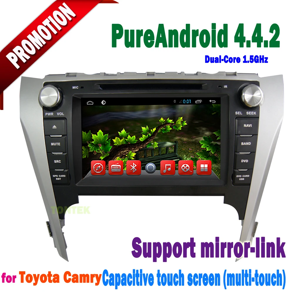 android 4.4.2 car dvd for toyota camry 2012 bluetooth Capacitive screen 3g/wifi mirror-link +hotspot+radio/gps/mp3 