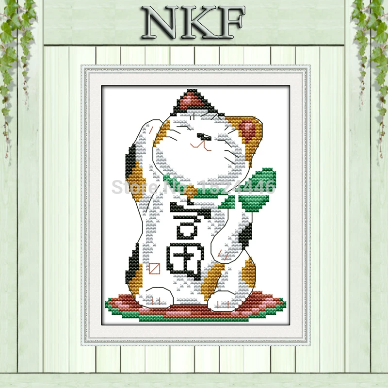 Ric cat cute animal cartoon Decor painting counted print on canvas DMC 11CT 14CT kit DMS Cross Stitch embroidery needlework Sets