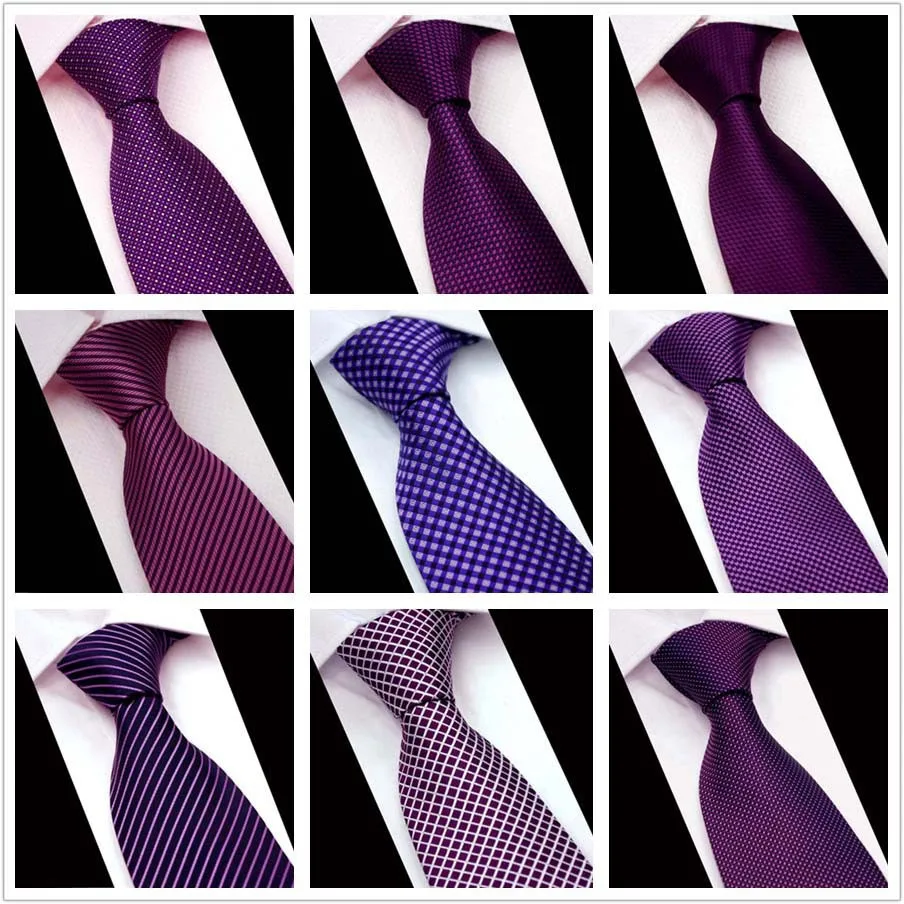 Silk Polyester Woven Smooth Tie Classic Man's Red Purple Blue Stripe Business Wedding ties for men Party Fashion Casual Necktie