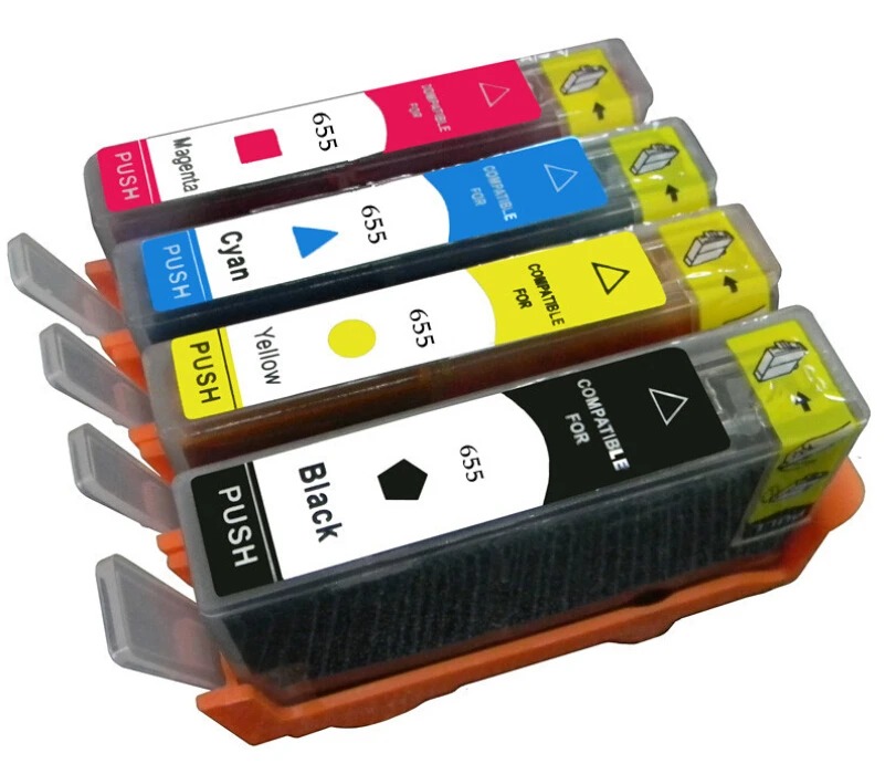 for HP Printer Ink with Chip for HP 655, Ink Cartridge for HP deskjet 3525 4615 4625 for HP655 CZ109AE CZ110AE CZ111AE CA112AE
