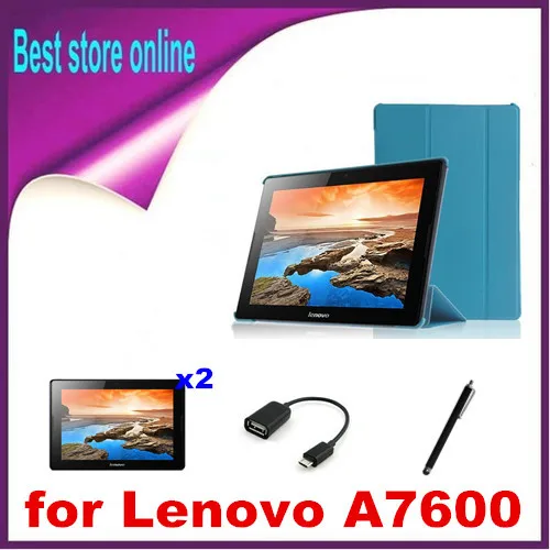 5 in1 Kit ultra-thin design Smart Stand leather Case cover For Lenovo A10-70 case for Lenovo A7600 10.1" Tablet bag