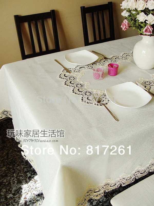 Free shipping IKEA fashion lace tablecloth white satin table cloth table cover for wedding table runner cotton lace towel decora