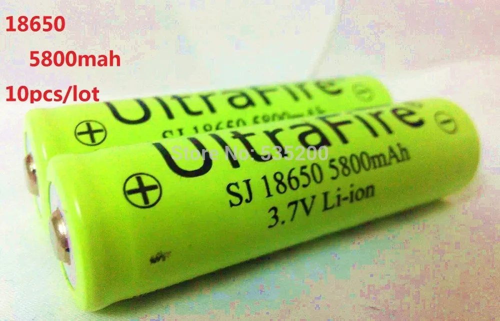 10pcs/lot 18650 3.7V 5800mah Lithium li-ion  rechargeable Battery  New brand LED Flashlight battery free and wholesale