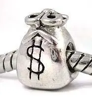 Free Shipping Wholesale 1Pc Fashion Silver Bead Charm European Money Bag Bead Fit Pandora Bracelets & Bangles H397