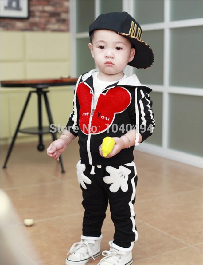 2015 New children clothing set minnie boys set Zipper coat+pants 2 pcs suit autumn/spring baby kid clothes Girls clothing set