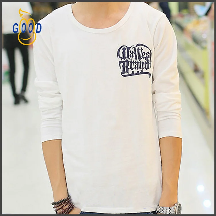 ide male cotton T-shirt 2014 new letters render unlined upper garment Long-sleeved casual T-shirt