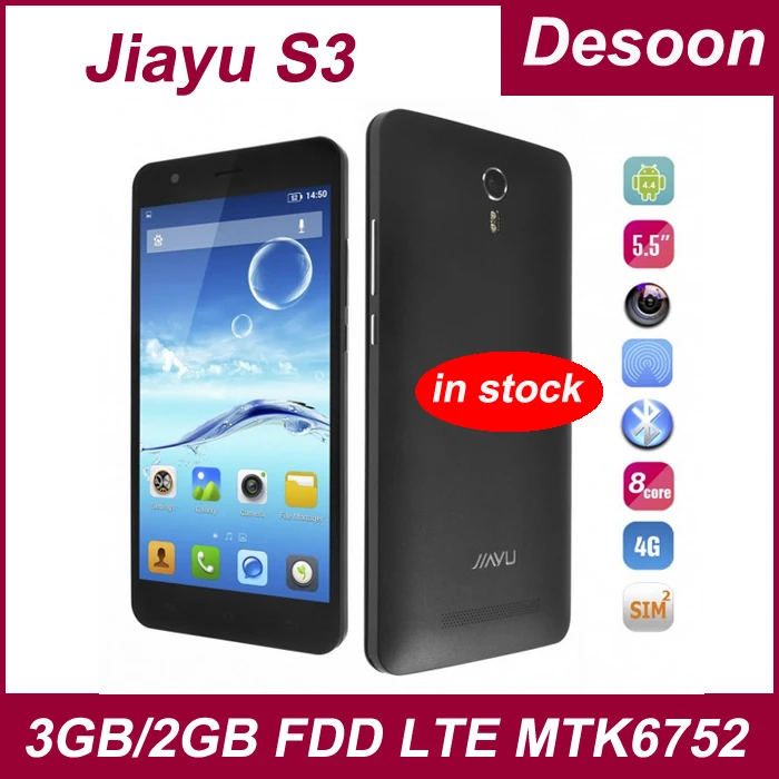 2G RAM 16GB ROM In stock!Original JIAYU S3 MTK6752 OctaCore 1.7Ghz FDD LTE 4G 5.5" 1920*1080 Gorilla Glass Android 4.4/Koccis