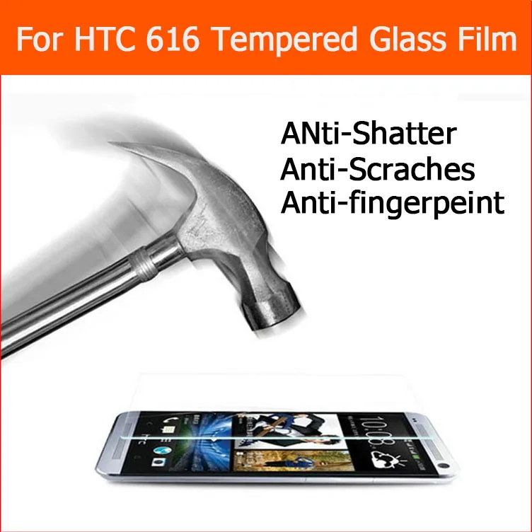 2015 New 0.33mm 2.5D Anti-shatter explosion proof protector film for HTC Desire 616 D616w Tempered Glass films Screen Protective