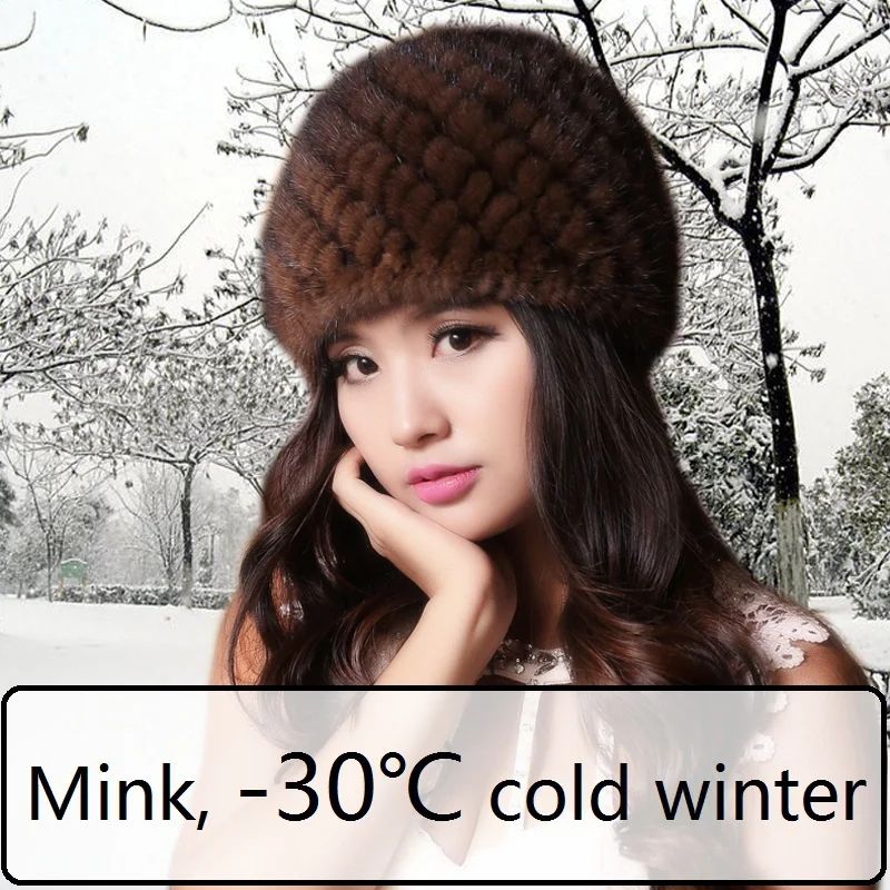 Luxury mink fur hat winter fur hat stripe toe cap covering cap Factory Price