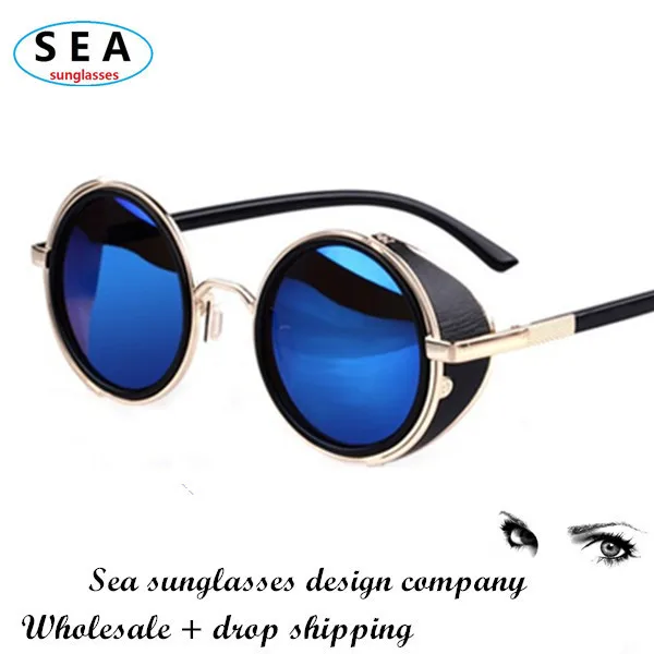 Steampunk Retro Coating Mens Vintage Round Sunglasses Men Women Brand Esigner Gafas Oculos De Sol Feminino Sun Glasses s004