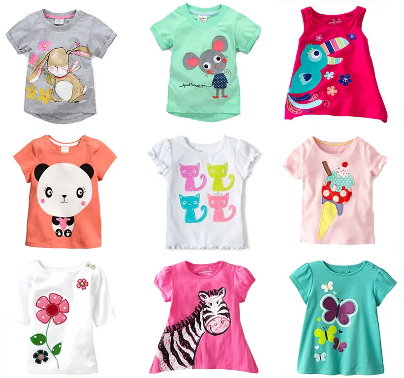 Brand 2016 new fashion kids baby girls t-shirts clothing childrens clothes 100%cotton blouse cute cartoon summer short t shirts