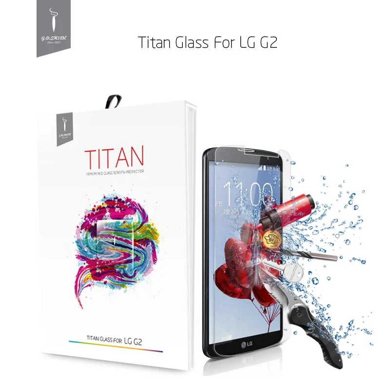 2014 New Premium Tempered Glass Screen Protector for LG g2 D802 Toughened protective film GDS TITAN series With Package 