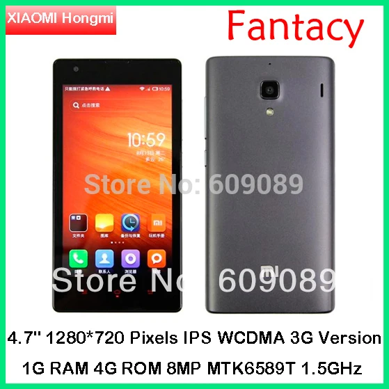 Original Xiaomi Hongmi 1S 4.7'' Redmi WCDMA Quad Core Qualcomm MSM8228 Mobile Phone Xiaomi Red Rice 8mp Dual SIM Android 4.2