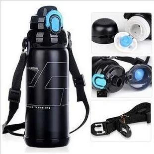 Free Shipping Stainless Steel Double Layers Insulated Vacuum Thermoses Flasks Bottles Kettles Two Lids 800ml Wholesale HT201301